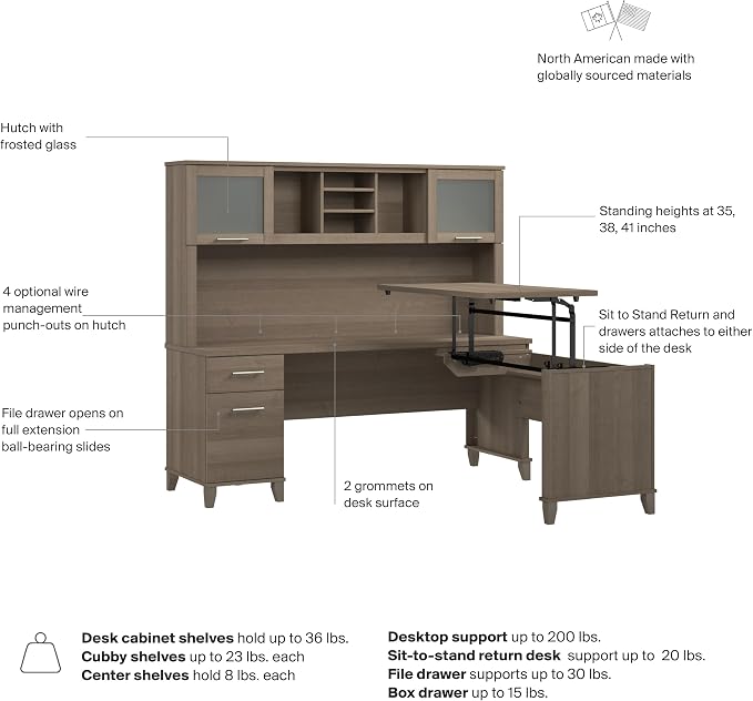 Bush Home 72-Inch L-Shaped Sit to Stand Desk - Image 8