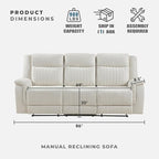 Lexicon Manual Double Reclining Sofa, Polished Microfiber Upholstered 3 Seater - Image 5