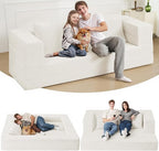 Futon Sofa Bed with Pillow, 3-in-1 Sleeper Sofa Bed with Removable Cover by Cansunna