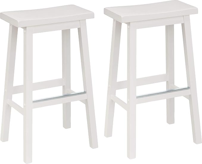 Amazon Basics Solid Wood Saddle-Seat Counter Height Bar Stools by AmazonBasics