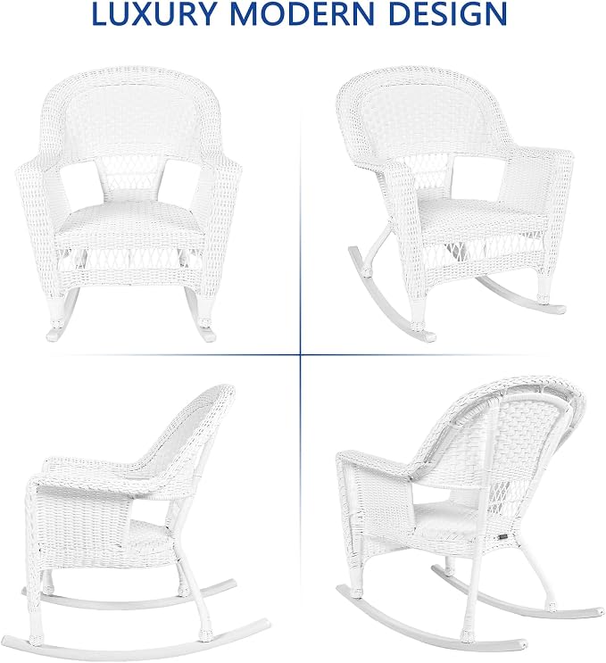 Jeco 3 Piece Rocker Wicker Chair Set - Image 8