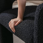 Black Dining Chairs Set of 2, Upholstered Sherpa Barrel Chairs - Image 8