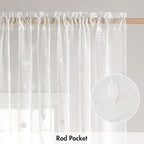 MIULEE White Sheer Curtains 2 Panels Embroidered Leaf Patterned, W52 x L84 | - Image 6