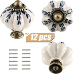 Ivory Pumpkin Knobs 12 Pack Ceramic Cabinet Knobs Vintage Drawer Pulls - Image 2