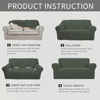 Easy-Going Stretch Oversized Loveseat Couch Covers Washable Olive Green | - Image 6