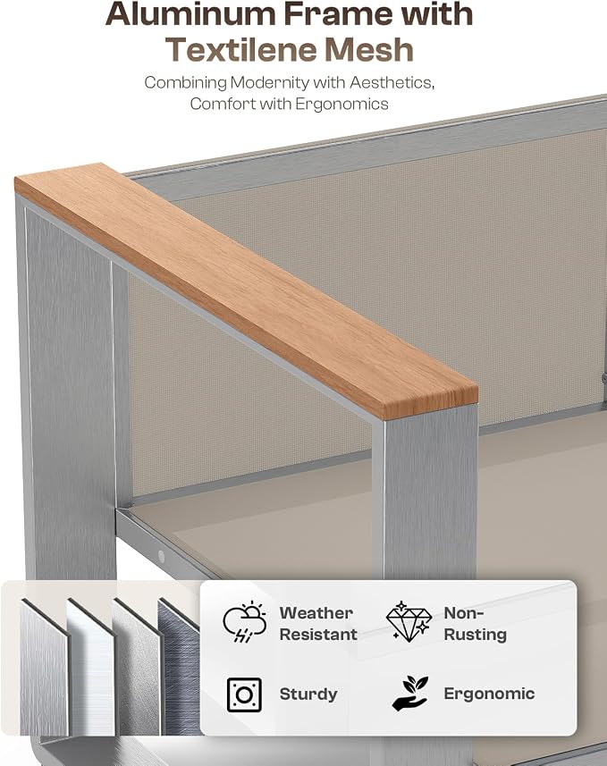 Aluminum Patio Furniture Set, 5 Seats Outdoor Patio Conversation Sets - Image 4