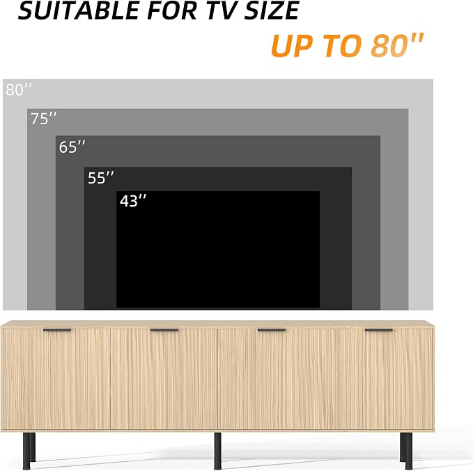 TV Stand for 80 Inch TV, Entertainment Center - Image 4