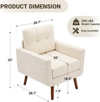 Tbfit Linen Fabric Single Sofa, Accent Chair, Mid Century Modern Armchair - Image 2
