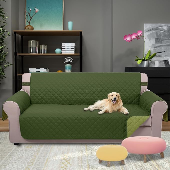 U-NICE HOME Large Sofa Cover Reversible Couch Cover, Huntergreen/Sage | - Image 2