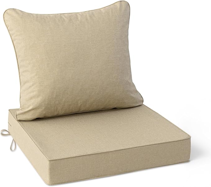 Summsun Outdoor Chair Cushions 22 x 22 Inch, Faux Linen Patio Furniture Cushions by SUMMSUN