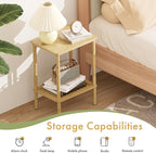 2 Tier Bamboo End Table, Narrow Side Table - Image 3