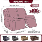 TAOCOCO Recliner Loveseat Slipcover, 6 Pieces Dual Recliner Sofa Covers - Image 5