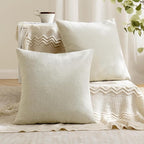 MIULEE Cream Chenille Couch Throw Pillow Covers, 18x18 | Set of 2, Soft - Image 4