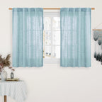 40 Inch Length Linen Curtains for Small Windows Over Silk 2 Panels | Semi Sheer by LAMIT