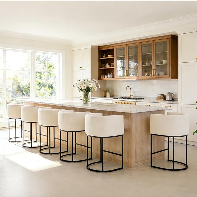 ClinQ 26" H Counter Height Bar Stools Set of 1, Modern Barrel Counter Stools - Image 8