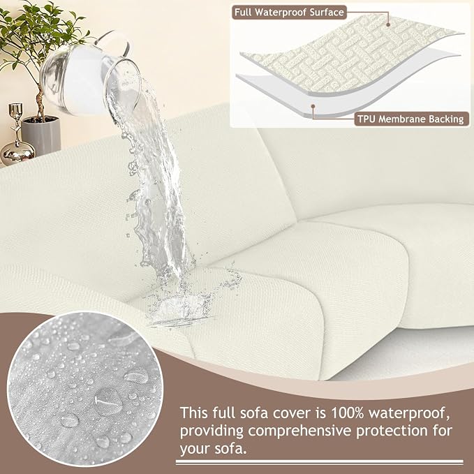 ALIECOM 100% Waterproof Recliner Sectional Couch Covers L Shape Stretch Corner - Image 4