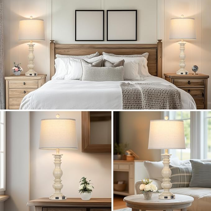 Cinkeda 28" Farmhouse Table Lamps Set of 2 - Image 5
