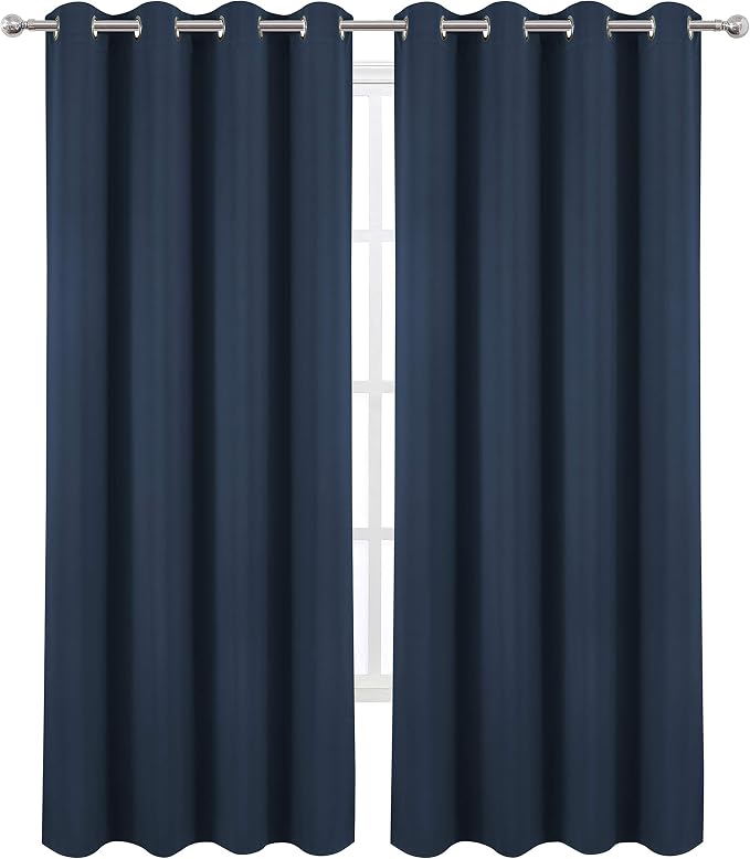 Blackout Curtains 66 x 84 inch/Navy Blue Curtains Set of 2 Panels/Thermal - Image 2