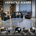 Power Recliner Sofa Set with LED Lights, Includes 2 Manual Recliner 1 Seat and - Image 5