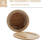 Kmax 24" Round Wood Nesting Coffee Table Set of 2 Handcraft Woven & Rope Rattan - Image 7