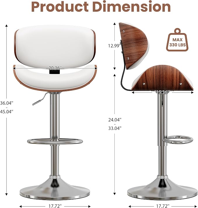 YaFiti Bar Stools Modern Swivel Bar Chairs, Barstools Counter Height - Image 2