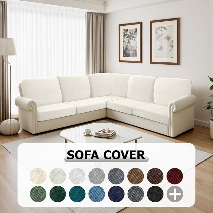 Arfntevss Velvet Corner Sectional Couch Covers Slipcovers L Shape Couch Cushion - Image 7