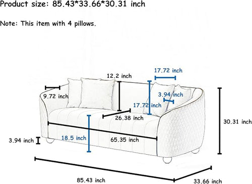 1-Piece Luxury Velvet Sofa Set for Living Room, Elegant Design Couch Set - Image 2