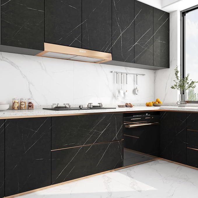 FunStick 24"x200" Matte Black Marble Contact Paper - Image 3