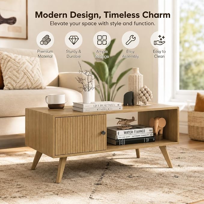 Manora Mid Century Modern Coffee Table - Image 5