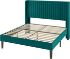 Allewie Queen Size Bed Frame/Velvet Upholstered Platform Bed/Vertical Channel - Image 8