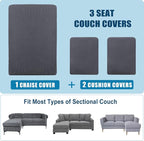 Water Repellent L Shaped Couch Covers, Sofa Seat Cushion Slipcovers, Stretch - Image 7