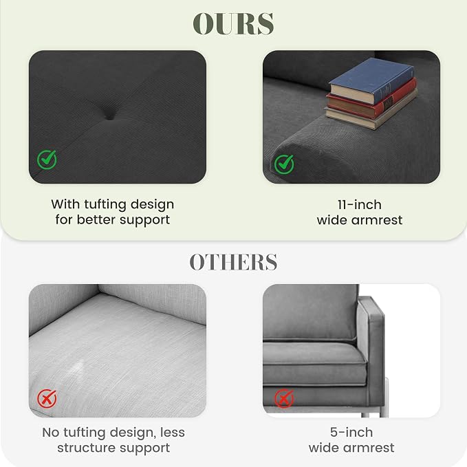 GRUSIGN 118'' Modular Sectional Oversized Boneless Couch, Tufted Cloud - Image 6
