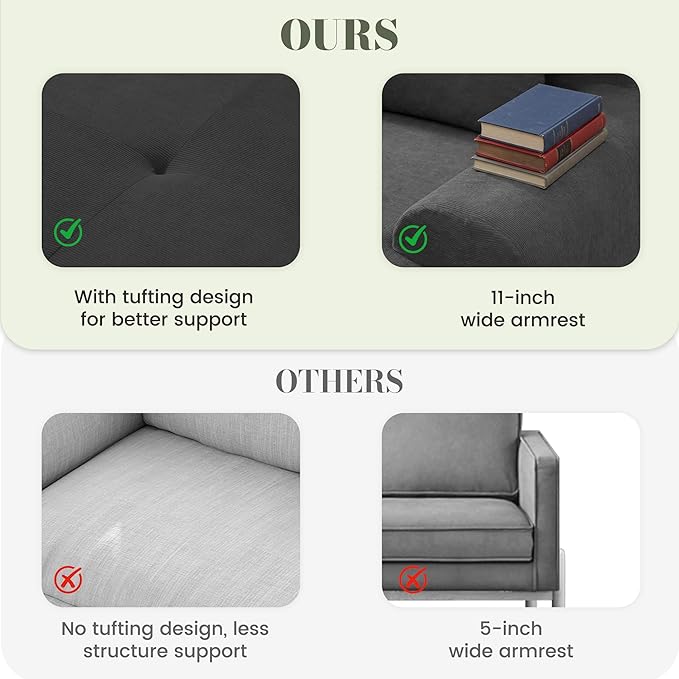 GRUSIGN 108'' Modular Sectional Boneless Couch, Tufted Cloud Sectional Couches - Image 6