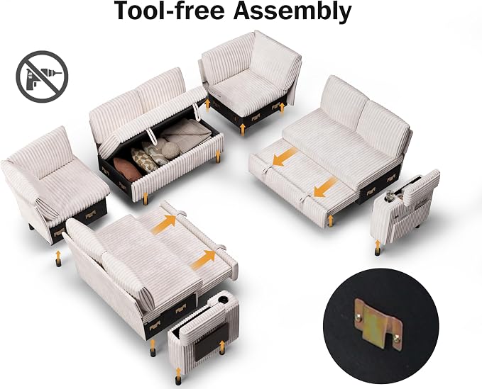 Vipbear 111" Modular Sectional Sleeper Sofa - Image 4