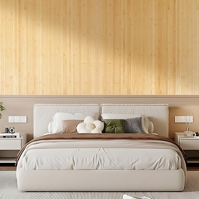 OUZUGIE 2 Pack 96x48 Inch Natural Bamboo Wall Panel – Carbonized Pole Wrap - Image 8