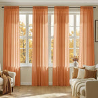 MIULEE Fall Orange Sheer Curtains 90 Inches Long 4 Panels 42 x 90 Inches | by MIULEE