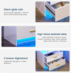 HNEBC Nightstand Set of 2 with Charging Station, Auto LED Night Stand with - Image 6