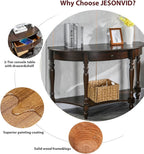 Solid Wood Console Table with Drawer and Storage Shelf, 45.3" Traditional Retro - Image 4