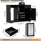 Coffee Bar Cabinet with Fridge, Fluted Wine Bar Cabinet with Wine Rack and - Image 2