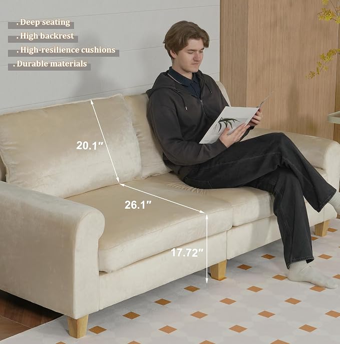EASE MOOSE 70.6" Velvet Loveseat Sofa, Soft Deep Seat Couches - Image 5
