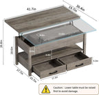 SYESWAY 42'' Lift Top Coffee Table, 4-in-1 Multifunctional Lift Coffee Table - Image 3