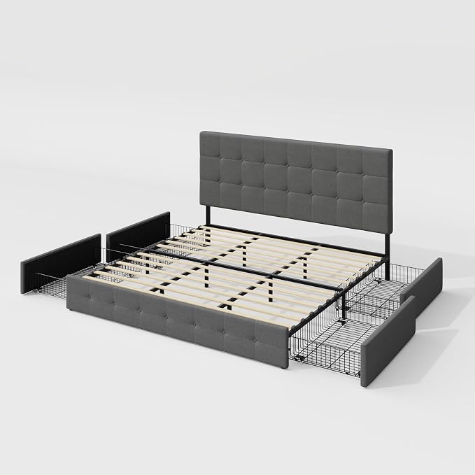 Allewie Upholstered King Size Platform Bed Frame - Image 9