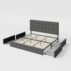 Allewie Upholstered King Size Platform Bed Frame - Image 9
