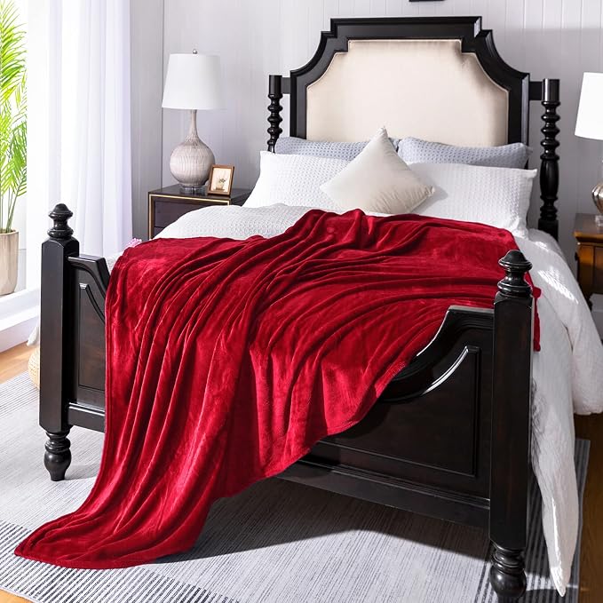 Red Fleece Plush Throw Blanket 50"x70"for Couch Sofa Fuzzy Cozy Flannel | Super - Image 3