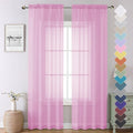 Light Pink Sheer Curtains 90 Inches Long 2 Panels, Farmhouse Voile Living Room by Lecloud