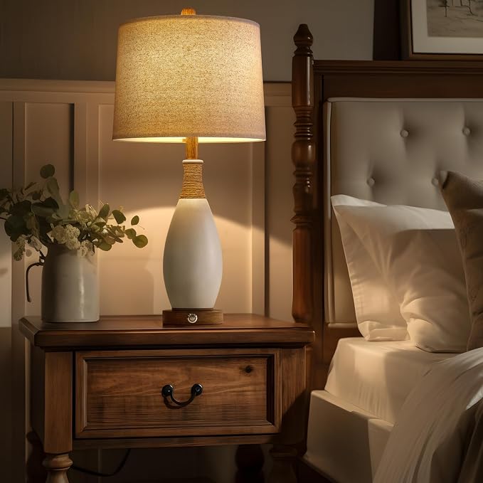 OYEARS 24.5” 3-Way Dimmable Touch Control Bedside Table Lamp Set of 2 - Image 4