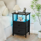 LOAKEKEL LED Night Stand with Charging Station, Small Bedside Table with USB - Image 3