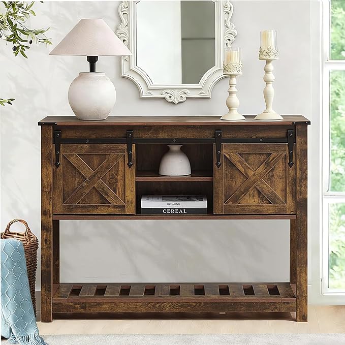 Brown Farmhouse Entryway Table, Rustic Hallway Table - Image 3