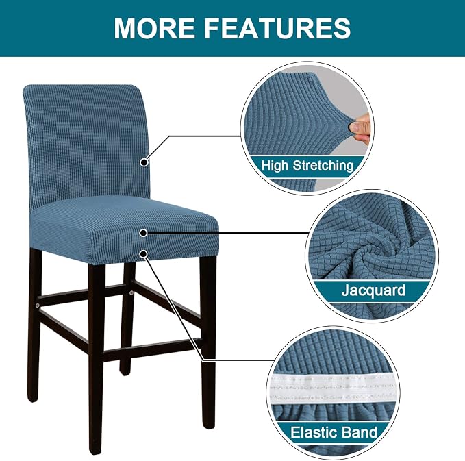 Turquoize Stretch Bar Stool Cover Counter Stool Pub Chair Slipcover - Image 4