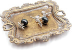 Funly mee Small Antique Trinket Dish Vintage Gold Metal Jewelry Tray, Ring by Funly+mee